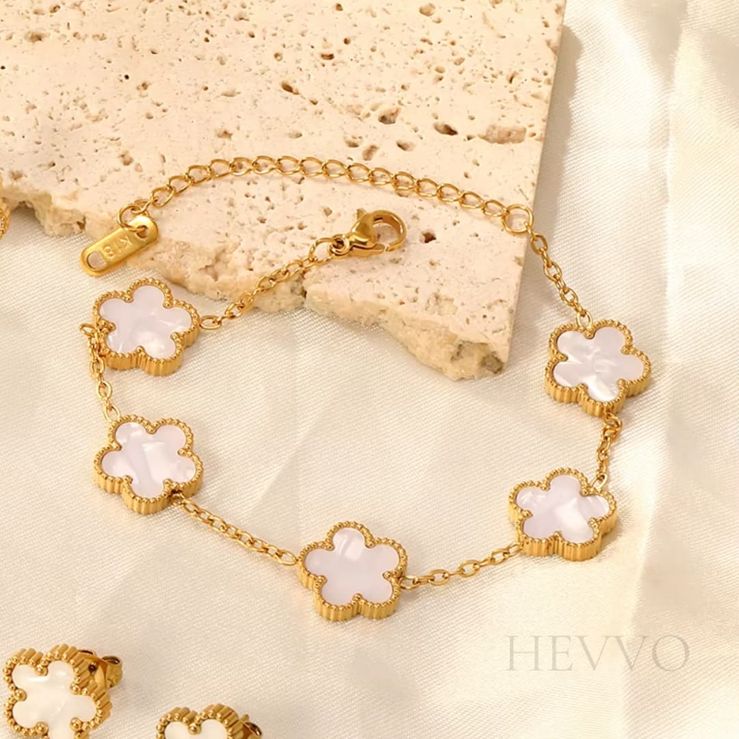 Pulsera Trebol de Cinco Hojas Blanco